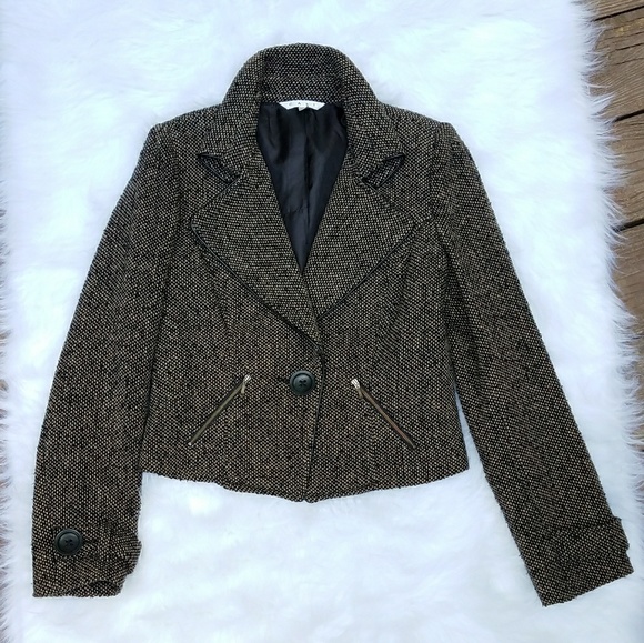 CAbi Jackets & Blazers - CAbi #638 Wool Blend Tweed Moto Jacket